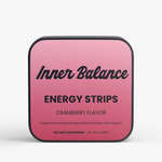 Inner Balance Energy Strips tin, front view — caffeine and L-theanine energy strips, cranberry flavor, 30 count
