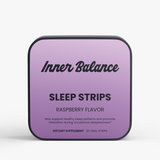 Inner Balance Sleep Strips tin, front view — melatonin sleep strips, raspberry flavor, 30 count