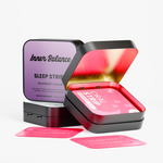 Open tin of Inner Balance Sleep Strips showing individual fast-dissolving strips